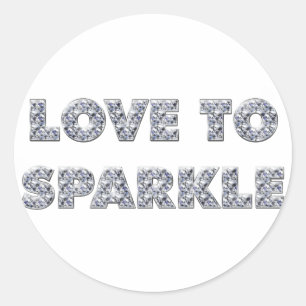Liebe zu sparkle runder aufkleber