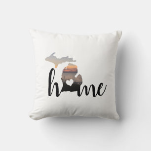 Liebe Zuhause Michigan Typografie mit Herz Kissen