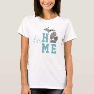 Liebe Zuhause Staat Michigan Gray Blue Poppies T-Shirt