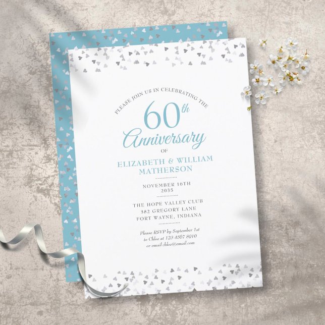 Liebe zum 60. Geburtstag der Diamanten Einladung (60th Diamond Wedding Anniversary Love Hearts Invitation)