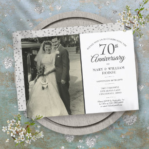 Liebe zum 70. Jubiläum Herz Confetti Wedding Foto Einladung