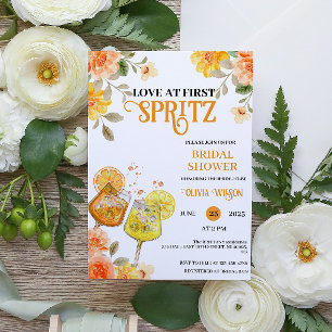 Liebe zum ersten Spritz Floral Cocktail Brautparty Einladung