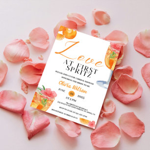 Liebe zum ersten Spritz Floral Cocktail Brautparty Einladung