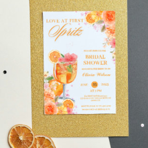 Liebe zum ersten Spritz Floral Cocktail Brautparty Einladung
