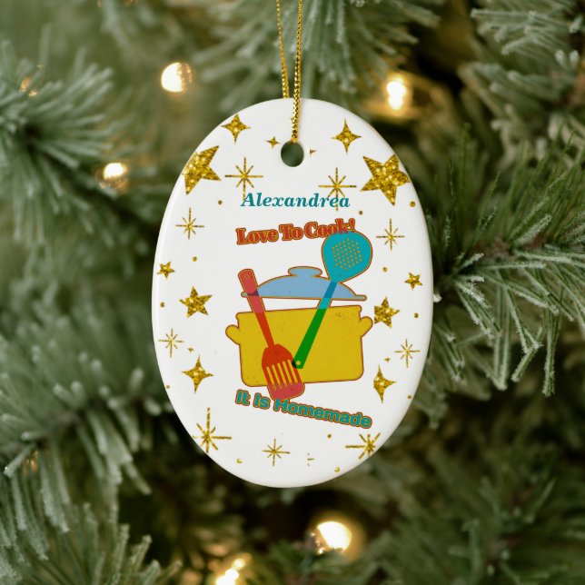 Liebe zum Kochen des Sprichworts Kochen Keramik Ornament (Baum)