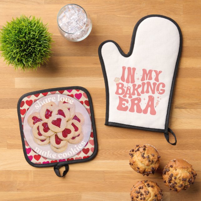 Liebe zum Kuchen Ofenhandschuh & Topflappen-Set (Oben Unten)