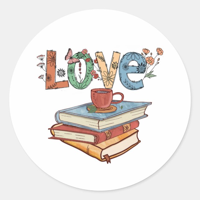 Liebe zum Lesen von Büchern auf dem Aufkleber (Vorderseite)