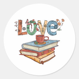 Liebe zum Lesen von Büchern auf dem Aufkleber