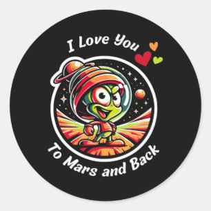 Liebe zum Mars zurück Cartoon-Martiener jenseits d Runder Aufkleber