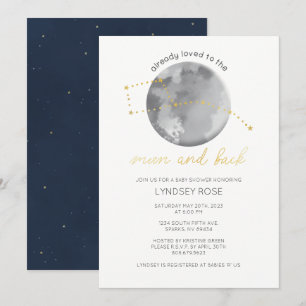 Liebe zum Mond Baby Dusche Einladung