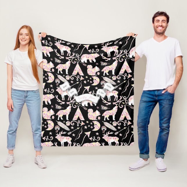 Liebe zum Mond Baby Girl Forest Deer Bear Fleecedecke (Beispiel)
