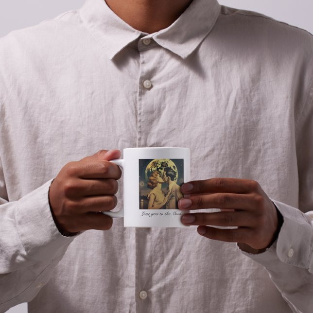 Liebe zum Mond, Reiseplakat individuell anpassbar Kaffeetasse (Von Creator hochgeladen)