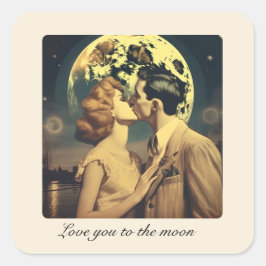 Liebe zum Mond, Reiseplakat individuell anpassbar Quadratischer Aufkleber