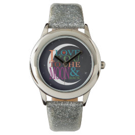 Liebe zum Mond und Rücken Kind Armbanduhr