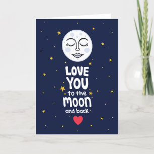 Liebe zum Mond und zur Rückseite des Kunstwerks Dankeskarte