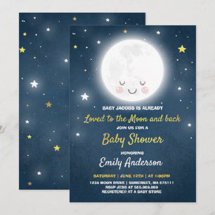 Liebe zum Mond und zurück Baby Dusche Einladung