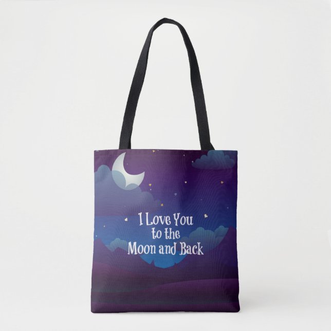 Liebe zum Mond und zurück, blaues Indiz Tasche (Vorderseite)