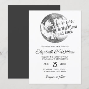 Liebe zum Mond und zurück Elegante Hochzeit Einladung