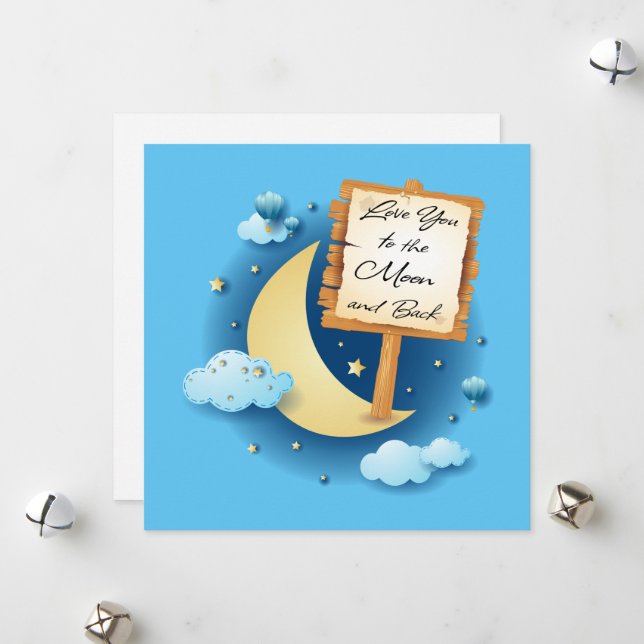 Liebe zum Mond und zurück Feiertagskarte (Vorderseite/Rückseite Beispiel)