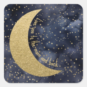 Liebe zum Mond und zurück Quadratischer Aufkleber