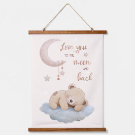 Liebe zum Mond und zurück - Schöne Bärenwand Wandteppich Mit Holzrahmen