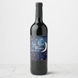 Liebe zum Moon & Back Weinflaschen-Etikett Weinetikett