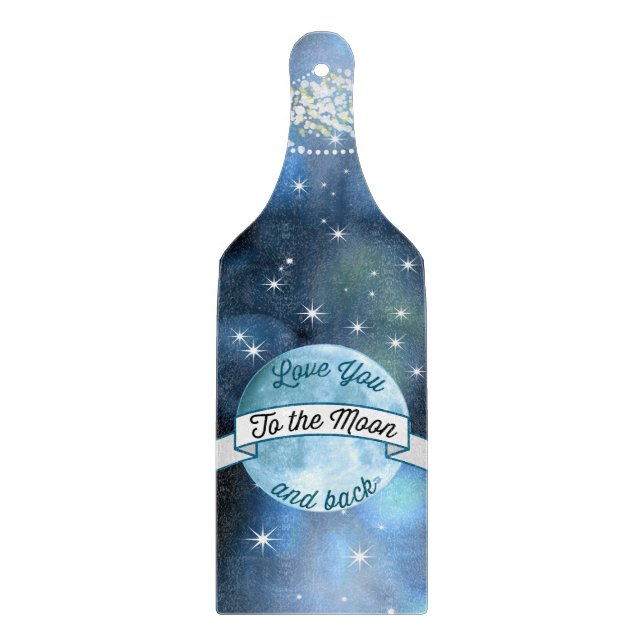 Liebe zum Muster "Mond und Rücken Sterne" Schneidebrett (Vorderseite)