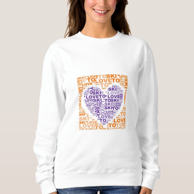 Liebe zum Skifahren Lila Sweatshirt (Vorderseite)