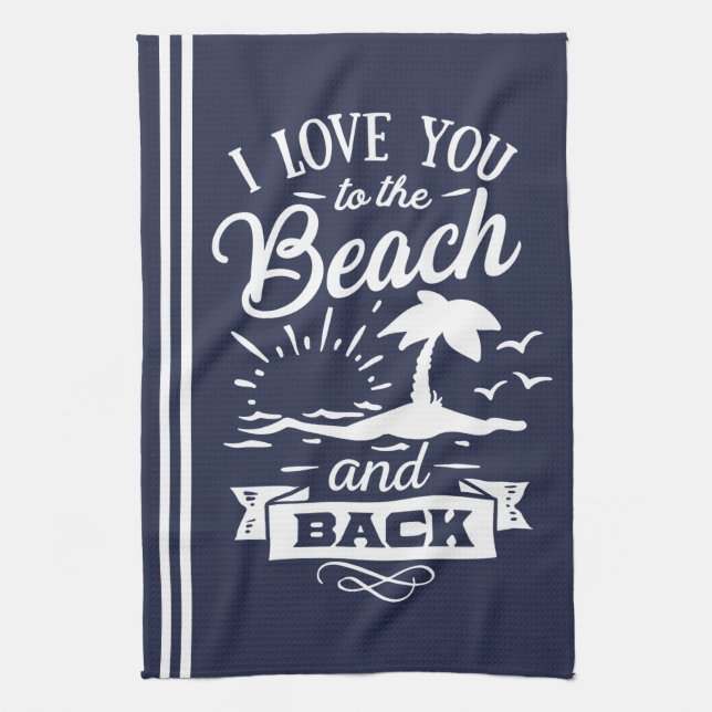 Liebe zum Strand und zur Rückseite weiß Geschirrtuch (Vertikal)
