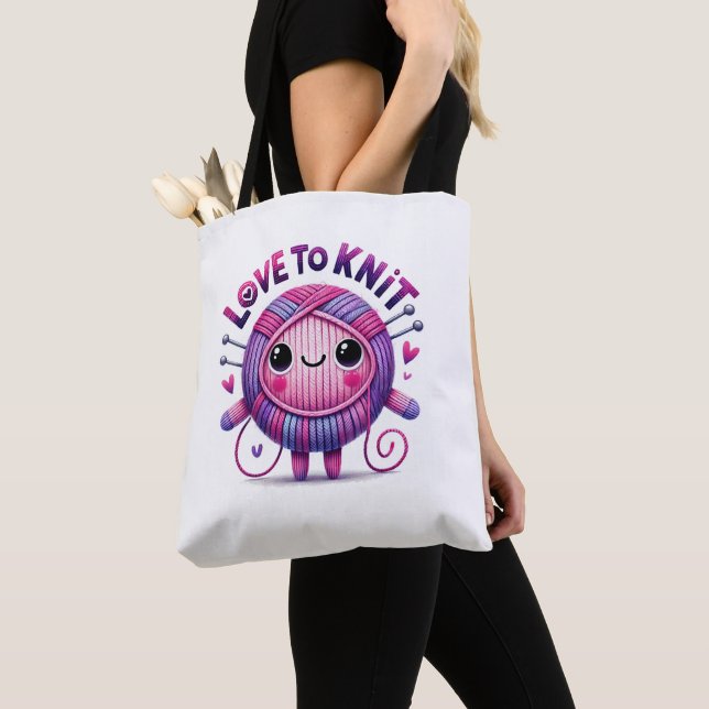Liebe zum Strick Zittern Niedlicher, rosa Lila Gal Tasche (Von Nahem)