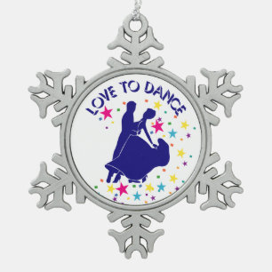 Liebe zum Tanzen Schneeflocken Zinn-Ornament