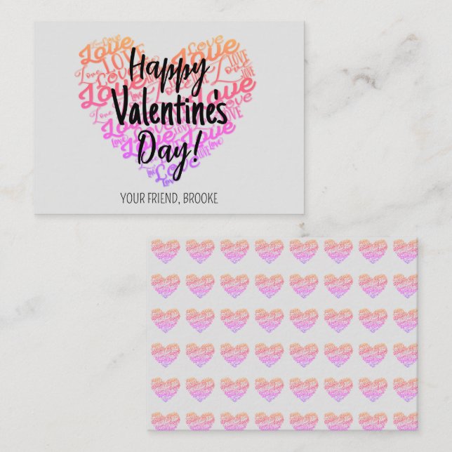 Liebe zum Valentinstag im Klassenzimmer Mitteilungskarte (Vorne/Hinten)