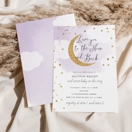 Liebe zur Lila Baby-Dusche der Mondgoldstars Einladung