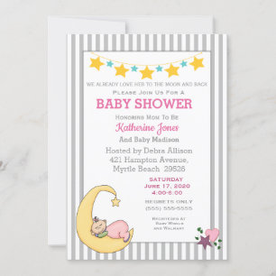 Liebe zur Mond Baby Girl Dusche Einladung