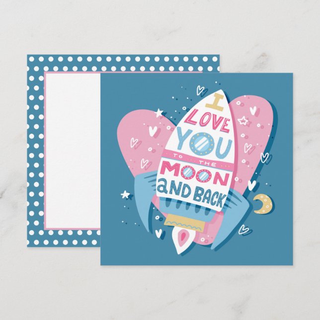 Liebe zur Mondraketenkarte (Vorne/Hinten)