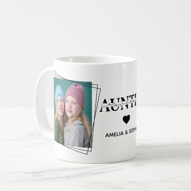 Liebe Zwei Foto-Namen für handgeschriebenen Text Kaffeetasse (Vorderseite Links)