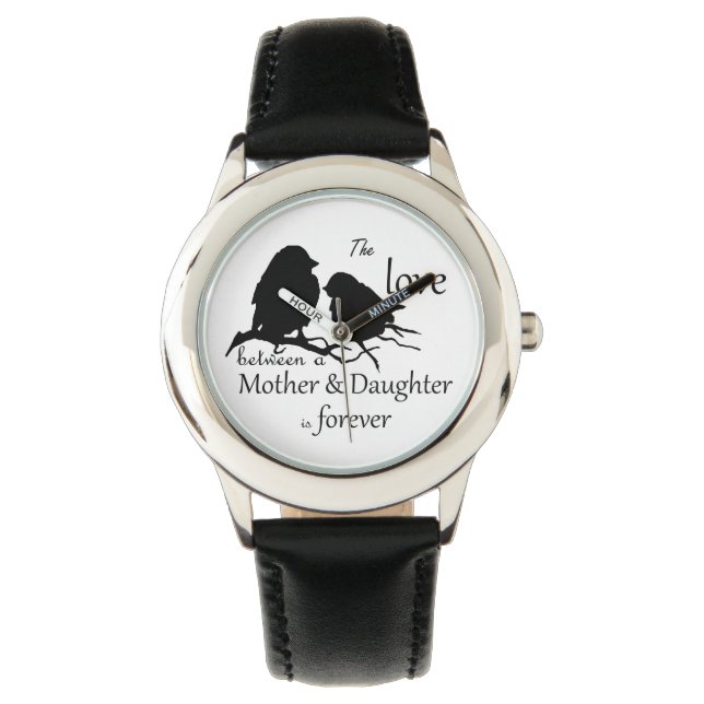Liebe zwischen Mutter-Tochter-Vogel-Zitat Armbanduhr (Vorderseite)