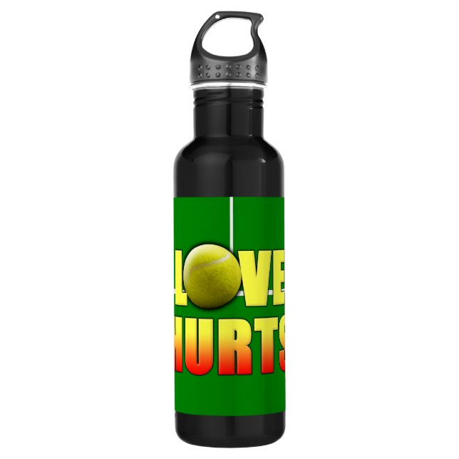 LiebeHurts, lustiges Tennis Edelstahlflasche (Vorderseite)