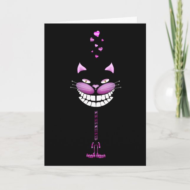 LiebeKitty. Niedliche rosa lächelnde Feiertagskarte (Vorderseite)