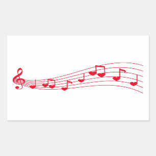 Liebemusik, musikalische Anmerkungen mit Herzen Rechteckiger Aufkleber