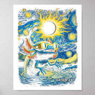 Lieben Axolotls Solar Eclipse Vintage Sternenzeit Poster