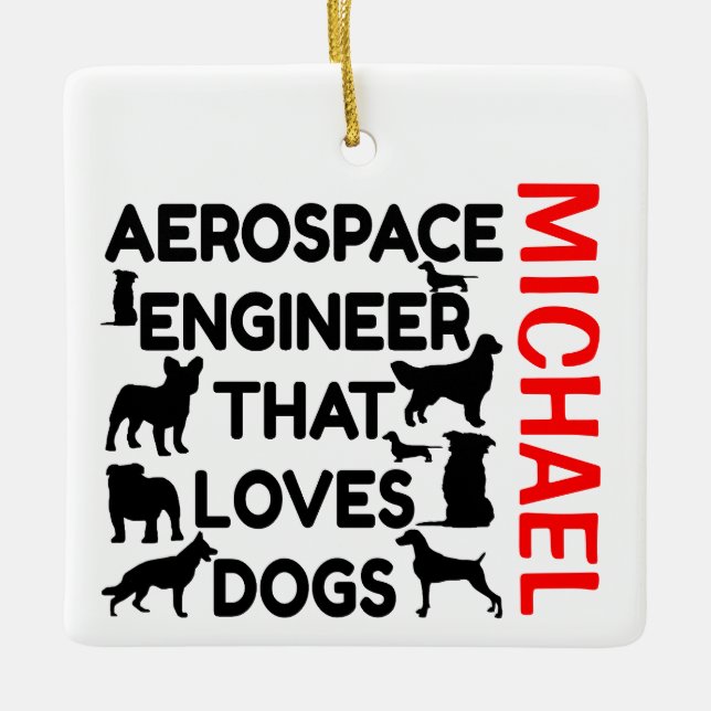Lieben des Flugzeugingenieurs Hunde CUSTOM Keramikornament (Vorderseite)