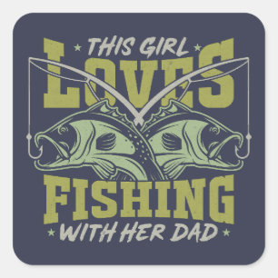 Lieben, die mit ihrem Vater Vater fischen Quadratischer Aufkleber