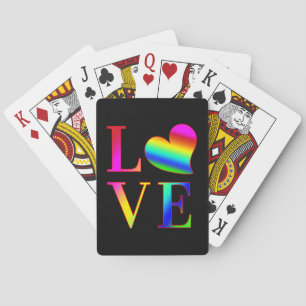LIEBEN FARBIGE TYPOGRAFIE REGENBOGEN HERZ  SPIELKARTEN