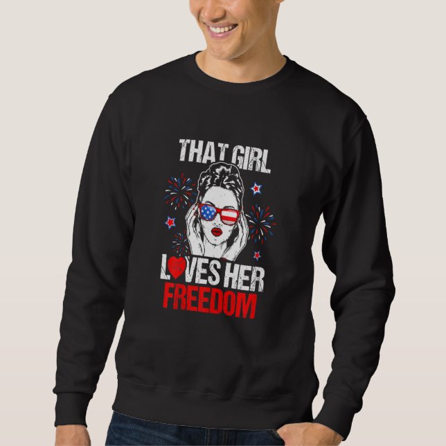 Lieben Freiheit 4. Juli Sonnenbrille Amerikaner Sweatshirt (Vorderseite)