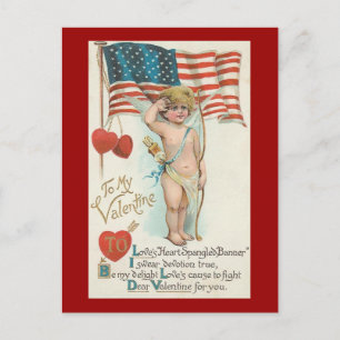 Lieben Herzgesprenkelter Banner Patriotic Valentin Feiertagspostkarte
