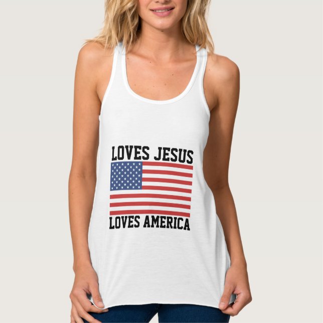 LIEBEN JESUS LIEBEN AMERIKA PATRIOTIK CHRISTLICH TANK TOP (Vorderseite)