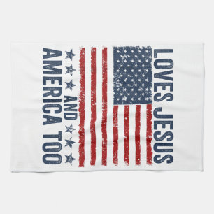 Lieben Jesus und Amerika zu Gott Christlichen 4. Geschirrtuch