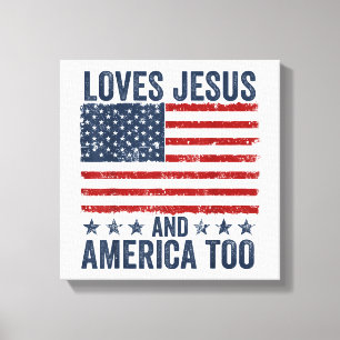 Lieben Jesus und Amerika zu Gott Christlichen 4. Leinwanddruck
