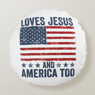 Lieben Jesus und Amerika zu Gott Christlichen 4. Rundes Kissen